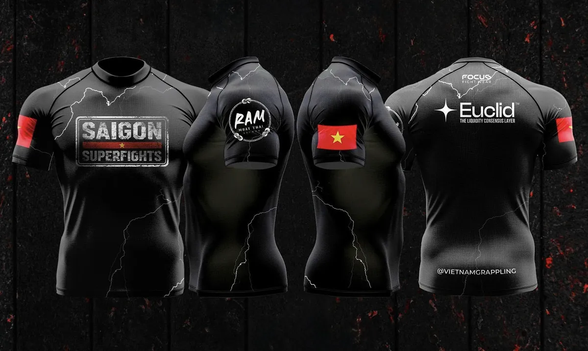 Saigon Superfights rashguards, front and back